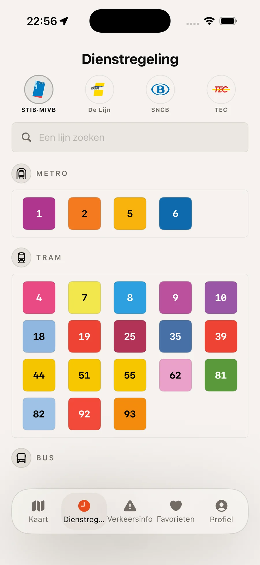 Full timetable browser across the four operators
