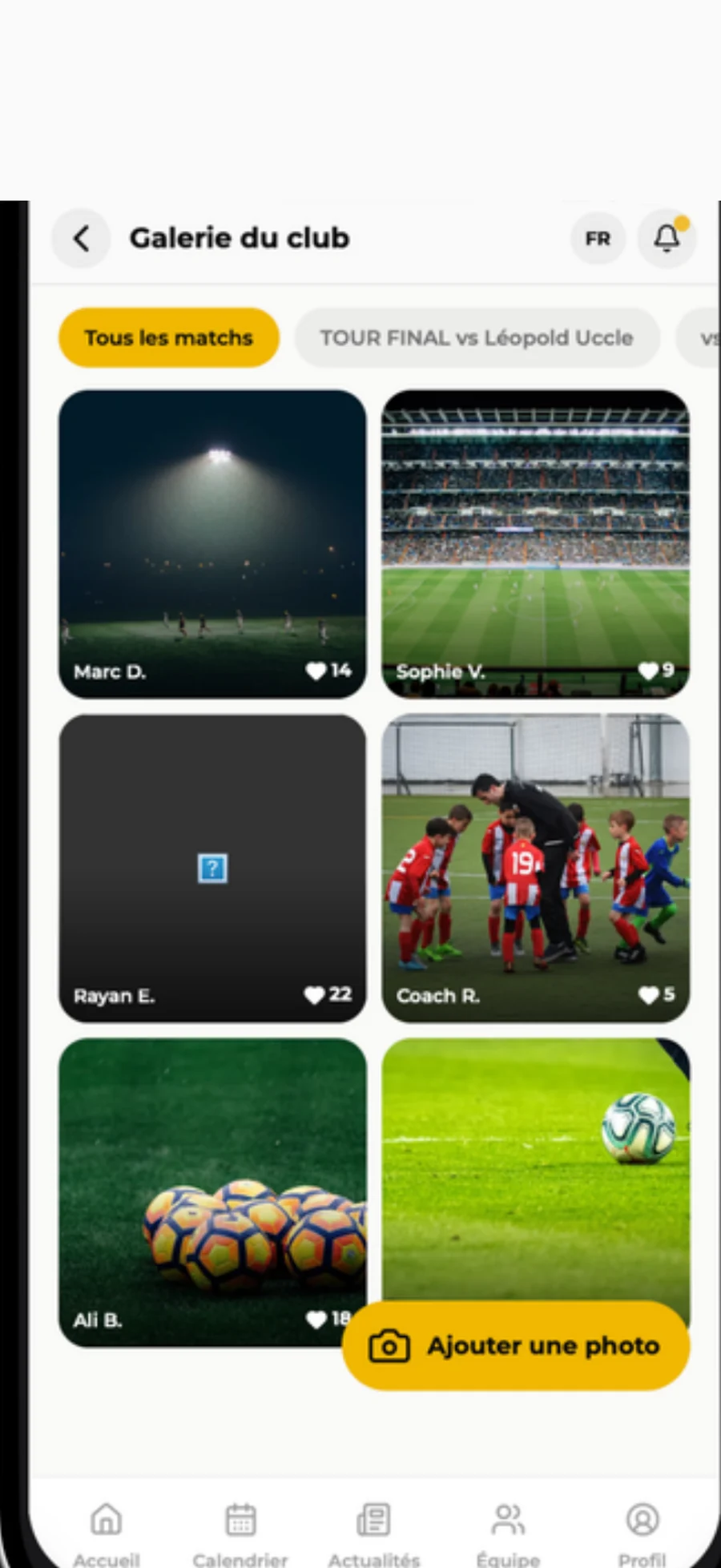 The club photo gallery, match by match