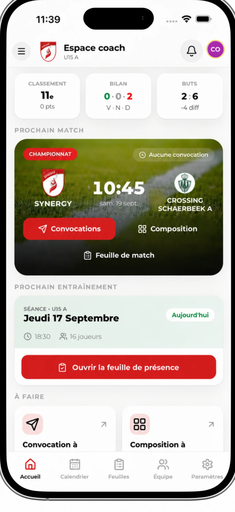 Synergy SU coach dashboard